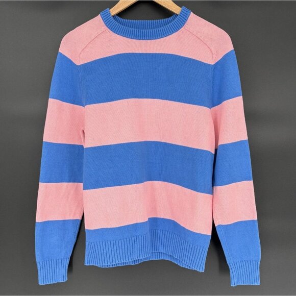 J.Crew Other - J.Crew Men's Striped Knit Heritage Cotton Crewneck Sweater M Blue Pink Preppy